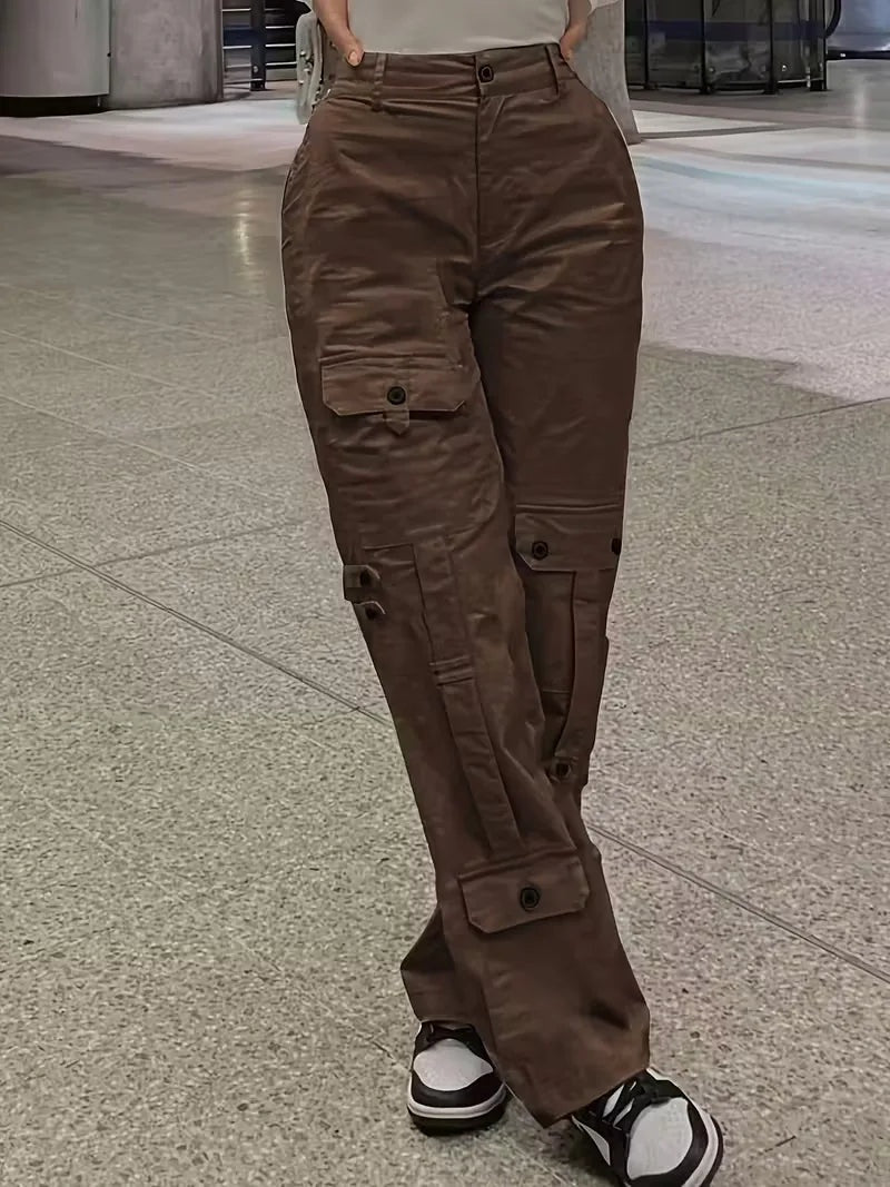 Naia | Pantalón Cargo de Polipiel Mujer Cintura Alta