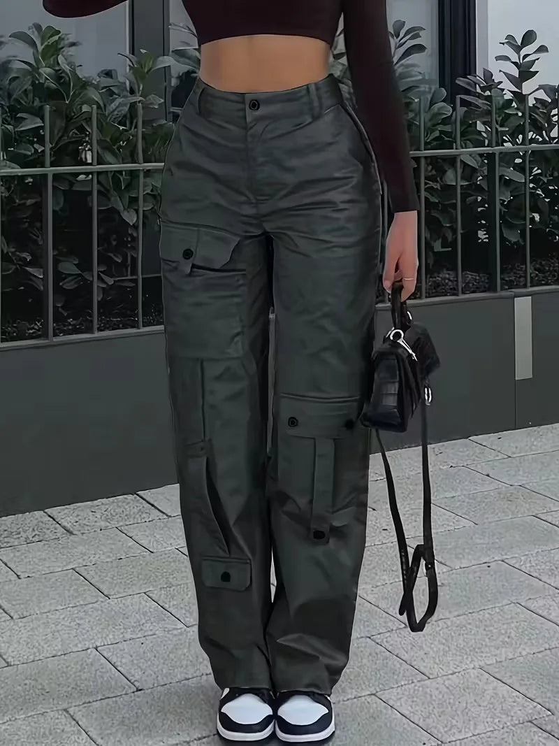 Naia | Pantalón Cargo de Polipiel Mujer Cintura Alta
