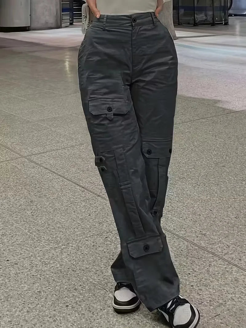 Naia | Pantalón Cargo de Polipiel Mujer Cintura Alta
