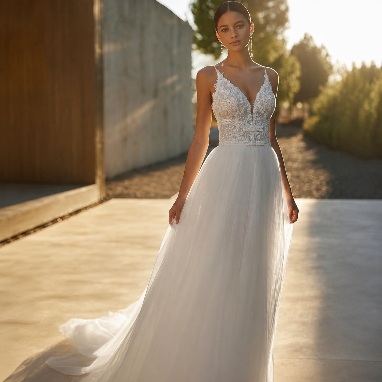 Naia | Vestido de Novia Boho Mujer Encaje Tirantes Escote V