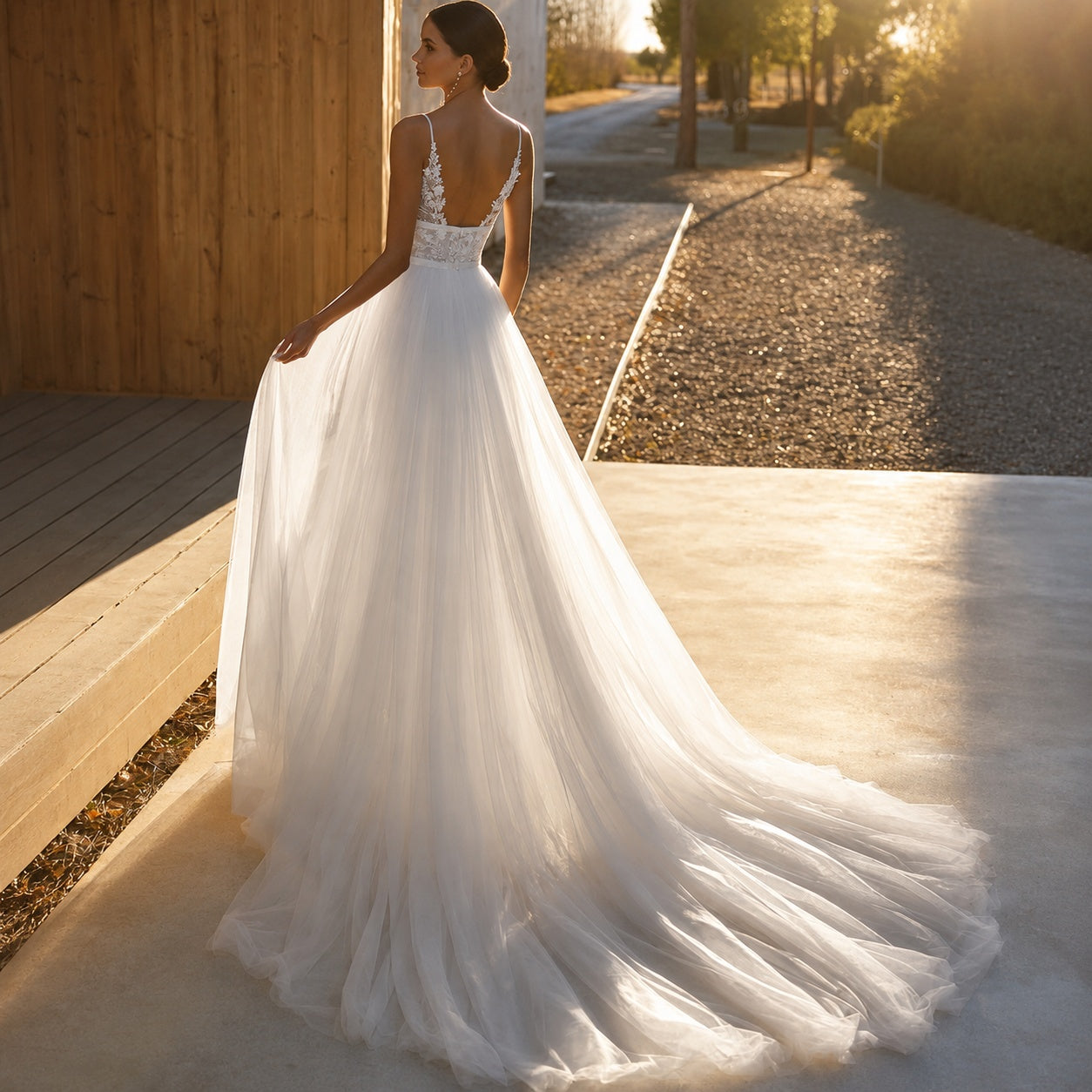 Naia | Vestido de Novia Boho Mujer Encaje Tirantes Escote V