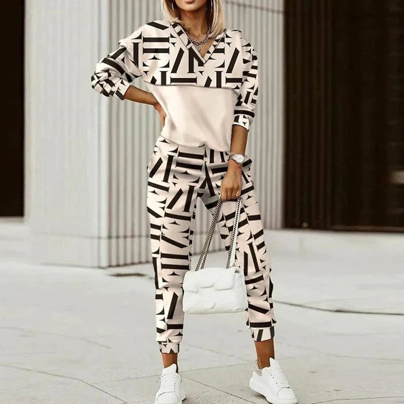 Natalia | Conjunto Deportivo Estampado Mujer Sudadera Cremallera Jogger