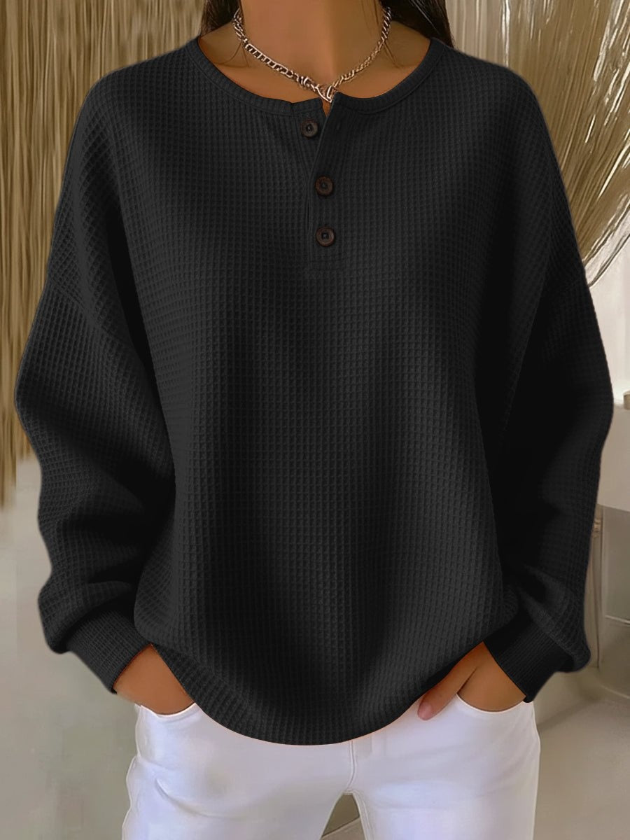 Natalia | Jersey Fino Mujer Oversize Cuello Redondo Botones