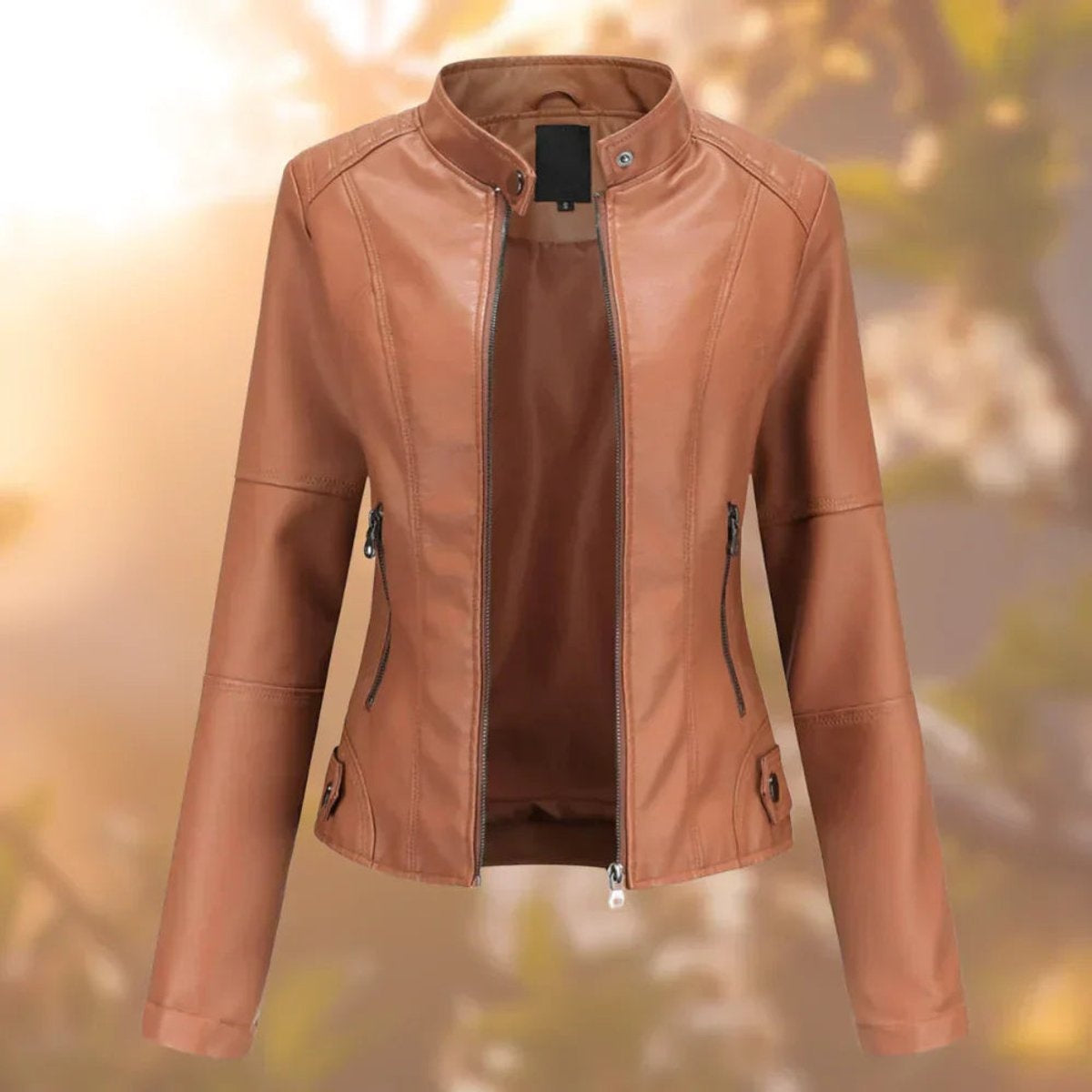 Nerea | Chaqueta Motera Mujer de Polipiel Slim Fit Cuello Mao