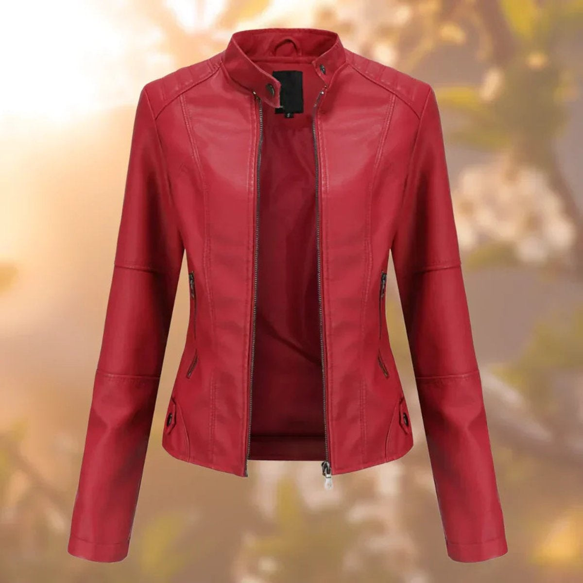 Nerea | Chaqueta Motera Mujer de Polipiel Slim Fit Cuello Mao