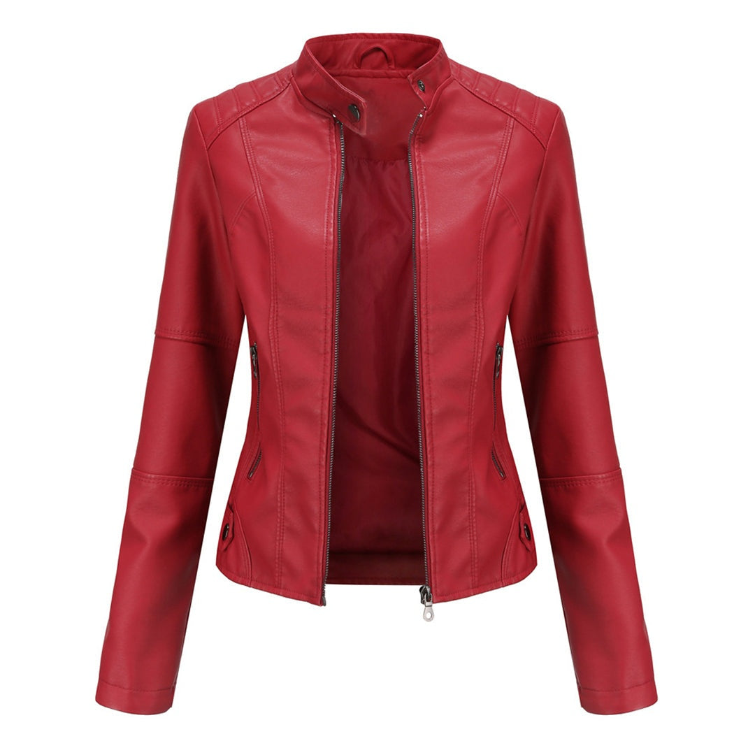 Nerea | Chaqueta Motera Mujer Polipiel Cuello Mao Cremallera