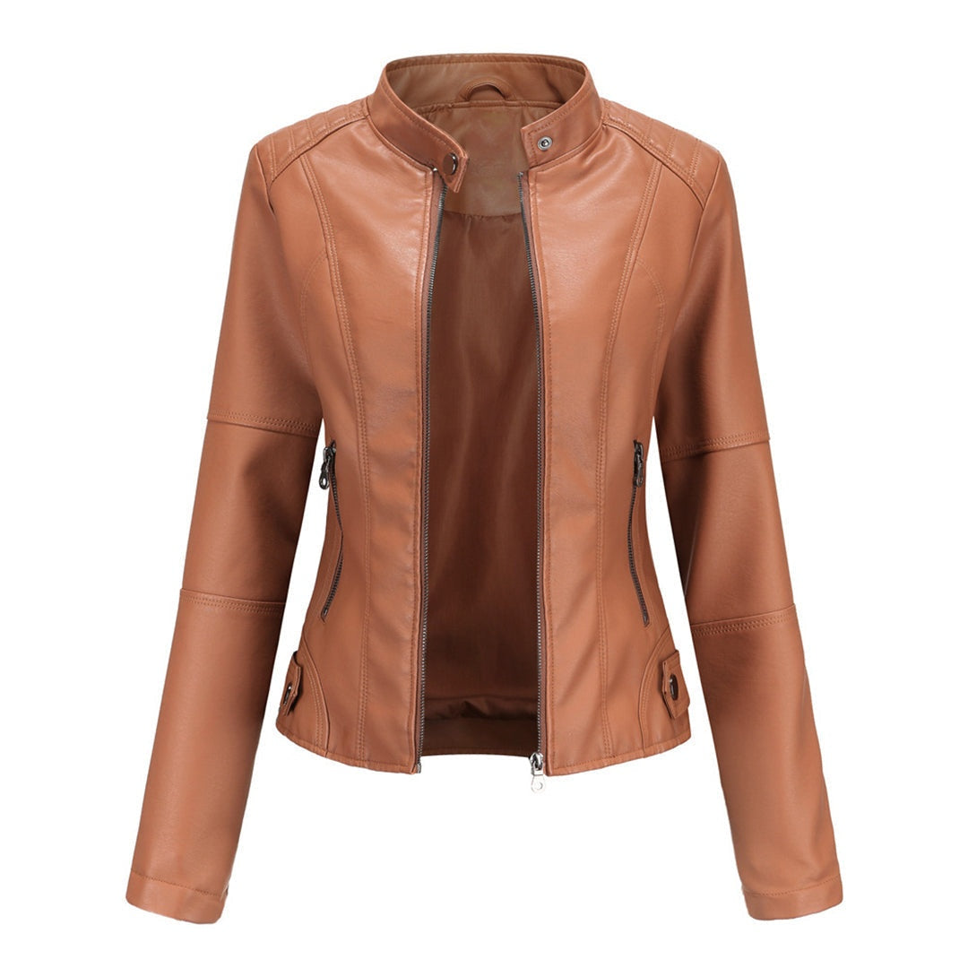 Nerea | Chaqueta Motera Mujer Polipiel Cuello Mao Cremallera
