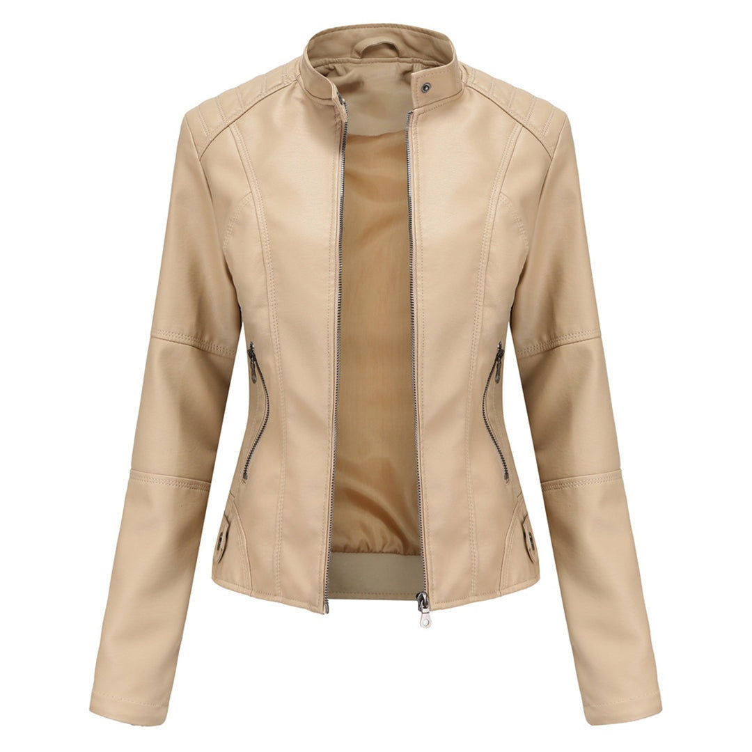 Nerea | Chaqueta Motera Mujer Polipiel Cuello Mao Cremallera
