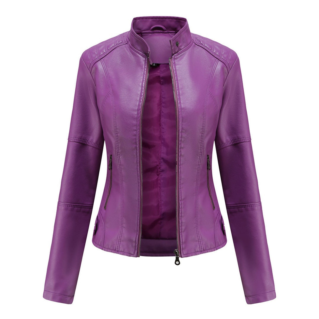 Nerea | Chaqueta Motera Mujer Polipiel Cuello Mao Cremallera