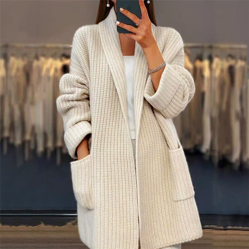 Nerea | Jersey de Punto de Lana Oversize Mujer Bolsillos