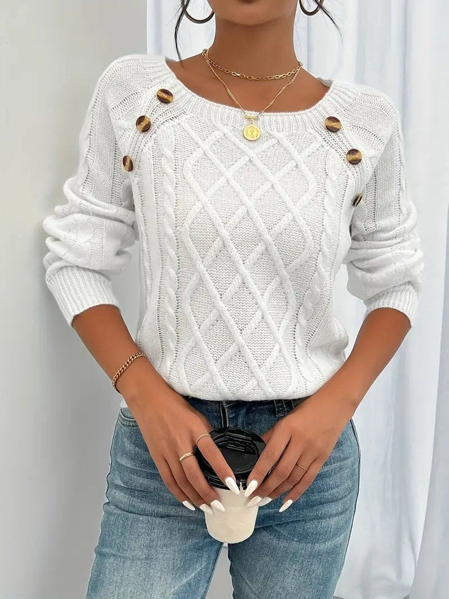 Nerea | Jersey Fino de Punto Mujer Cuello Redondo Botones