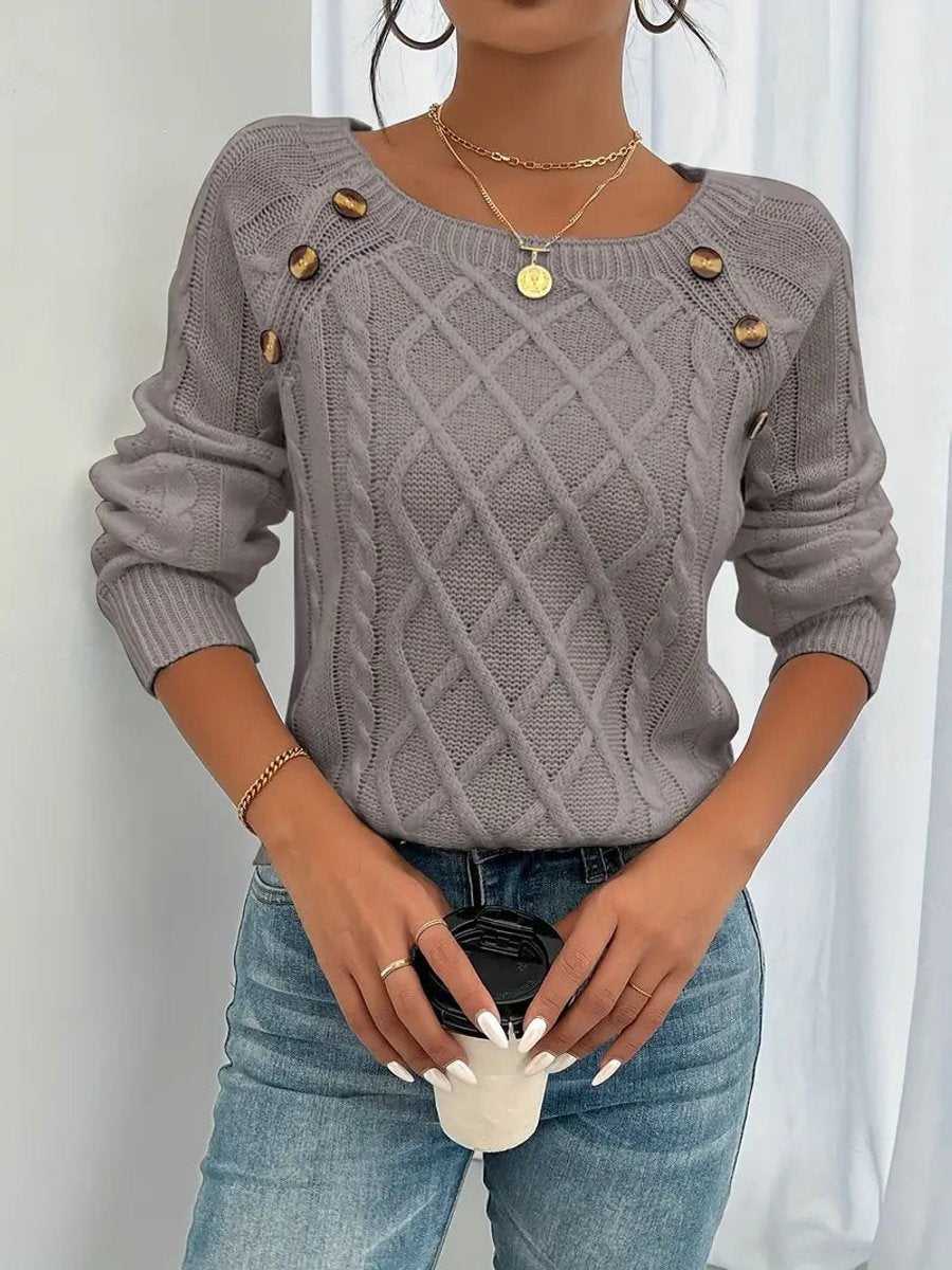 Nerea | Jersey Fino de Punto Mujer Cuello Redondo Botones