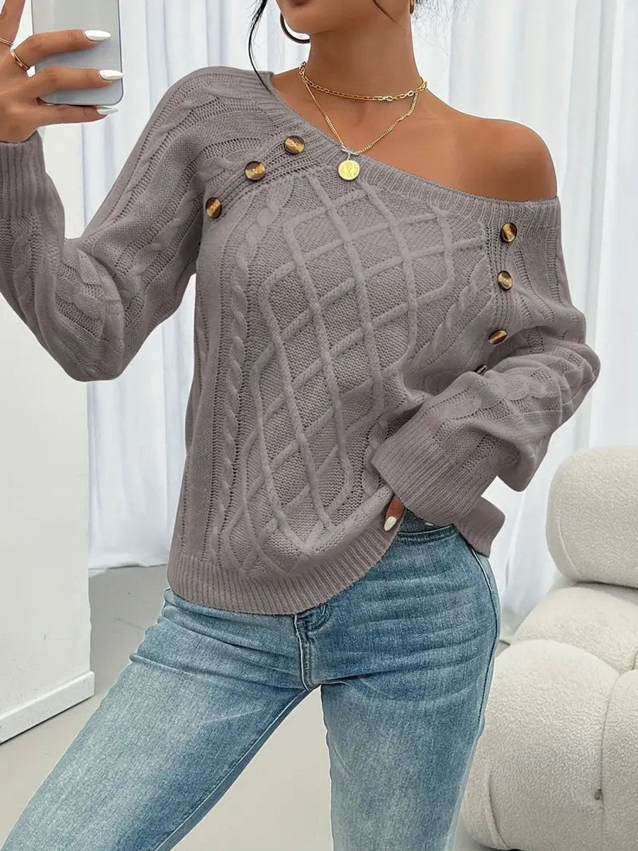 Nerea | Jersey Fino de Punto Mujer Cuello Redondo Botones