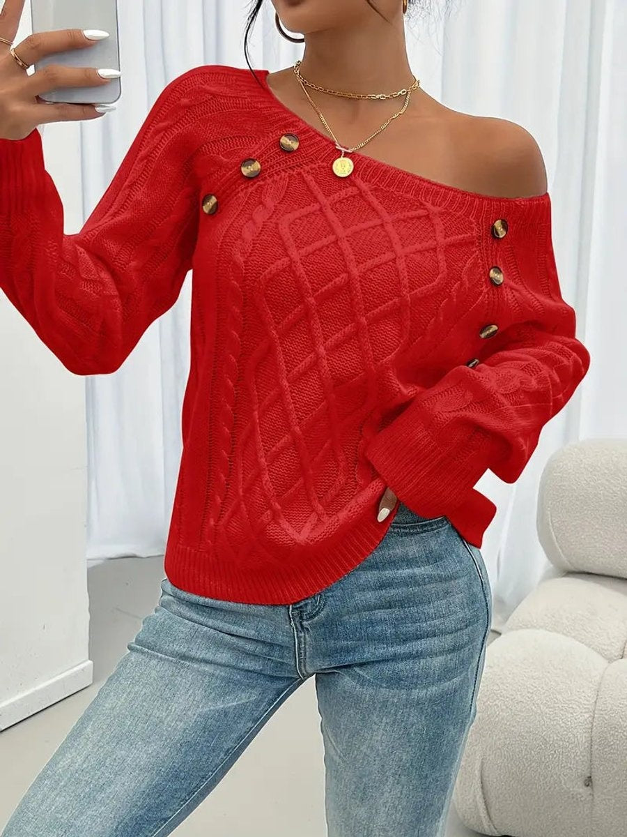 Nerea | Jersey Fino de Punto Mujer Cuello Redondo Botones