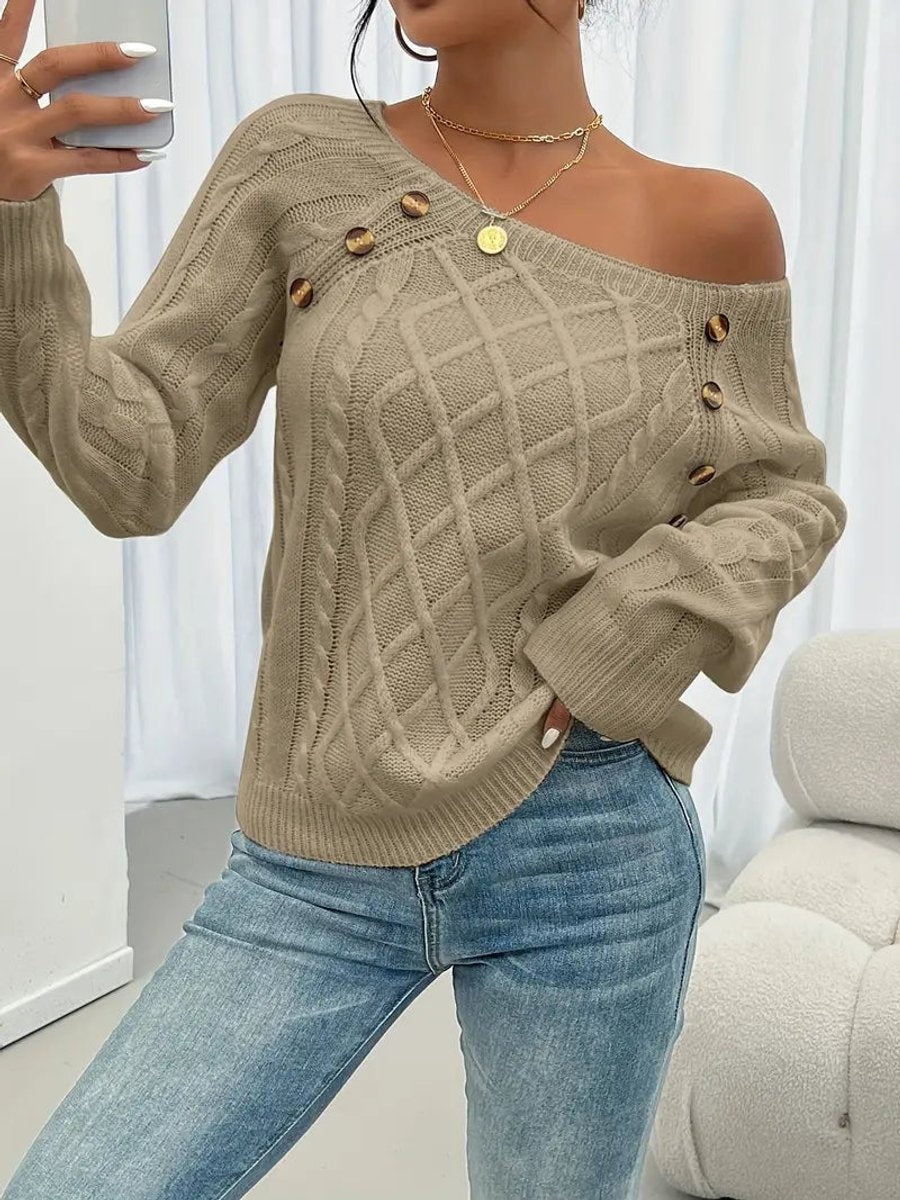 Nerea | Jersey Fino de Punto Mujer Cuello Redondo Botones