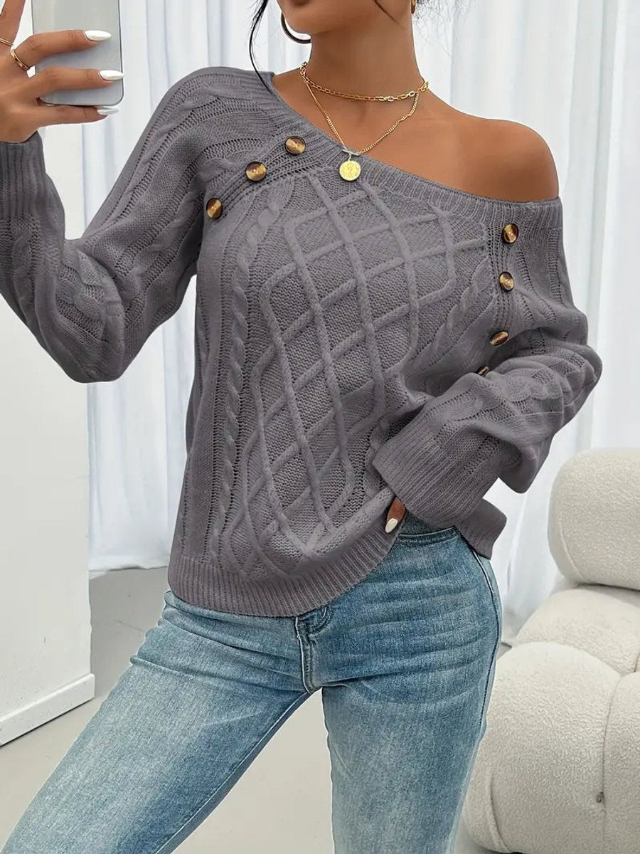 Nerea | Jersey Fino de Punto Mujer Cuello Redondo Botones