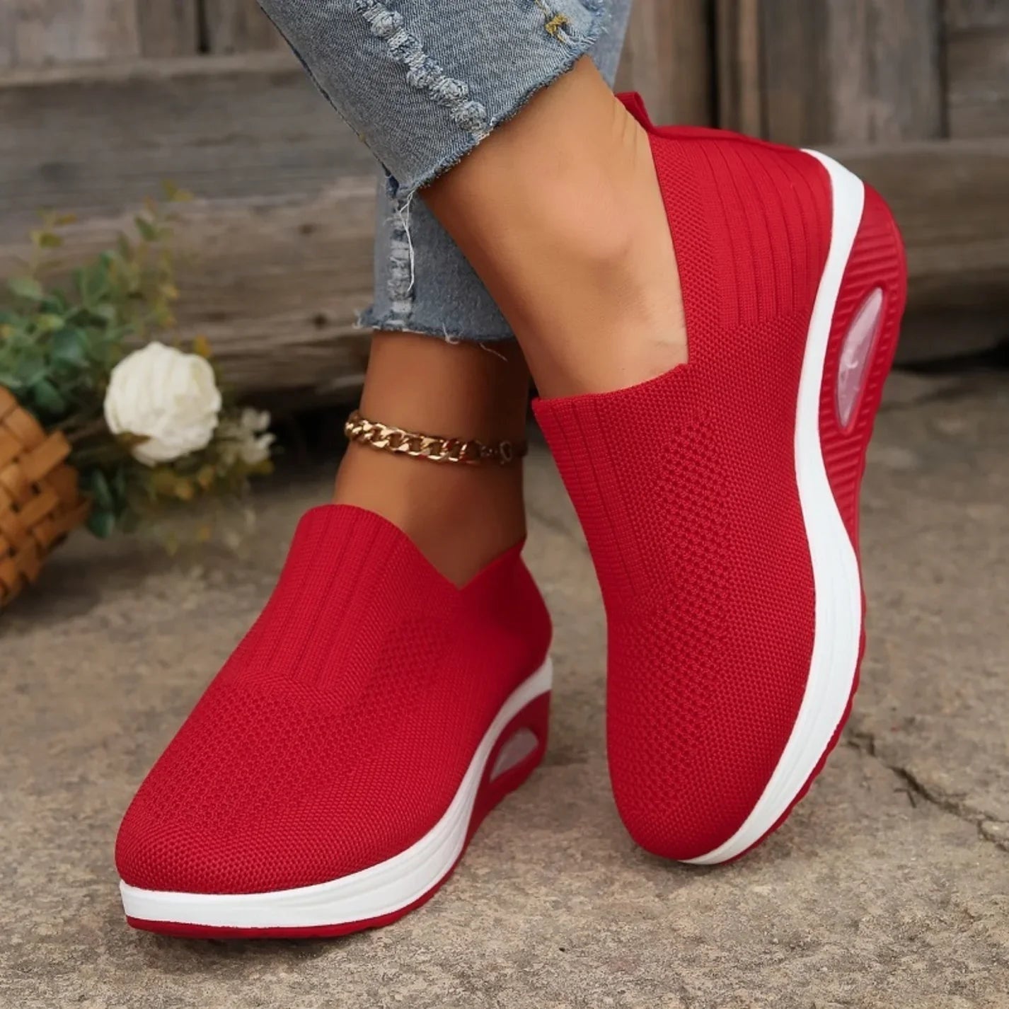 Nerea | Zapatillas Slip-On Mujer Suela Amortiguadora Sin Cordones