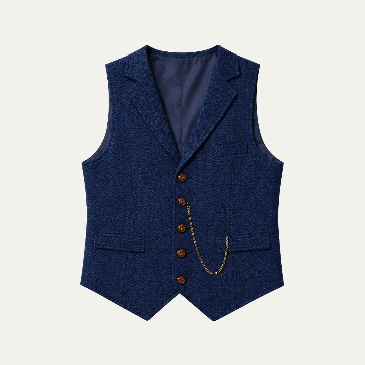 Nicolás | Chaleco de Tweed Hombre Espiga Solapa Entallado