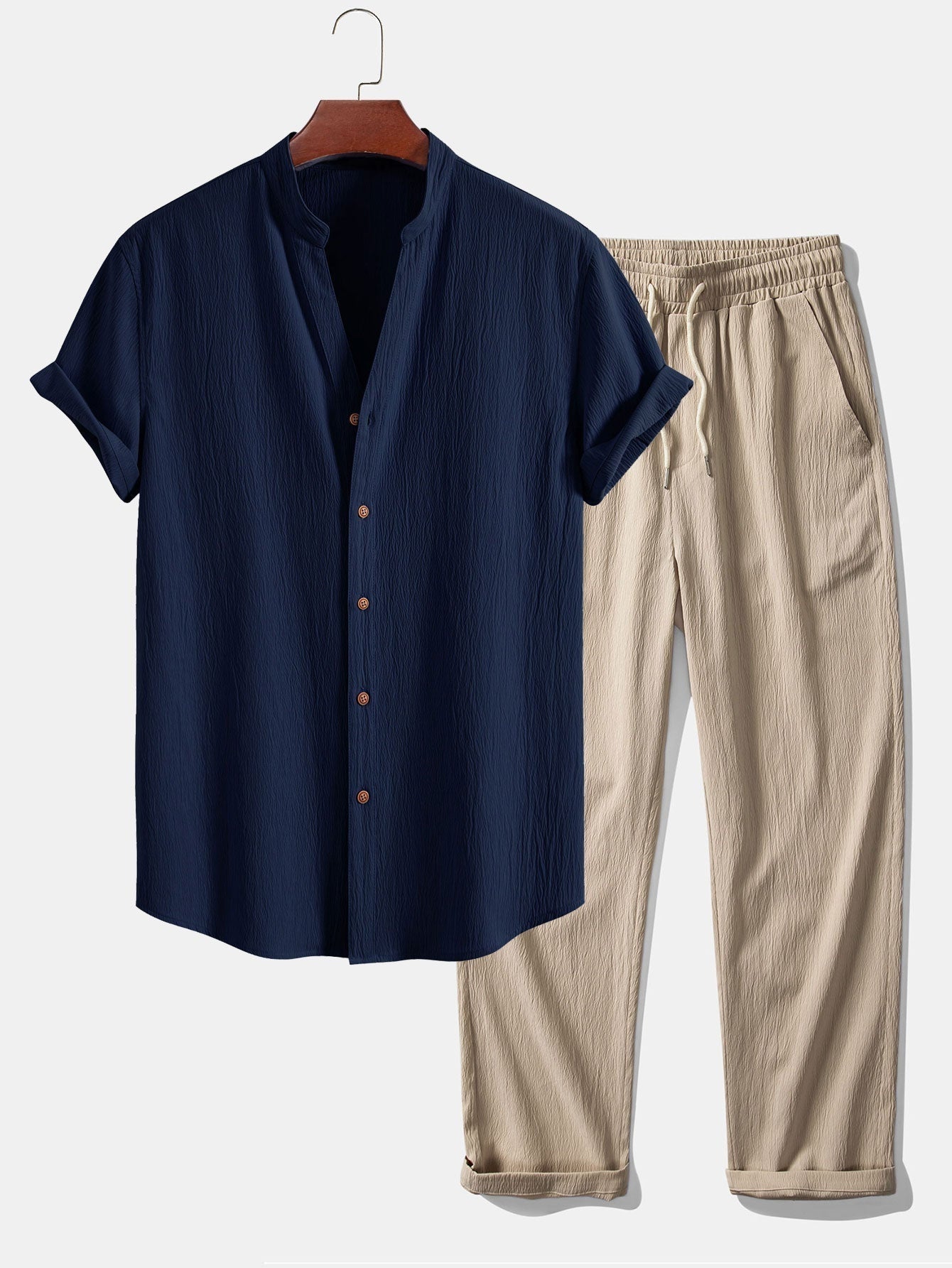 Nicolás | Conjunto Casual de Lino Hombre Camisa Manga Corta
