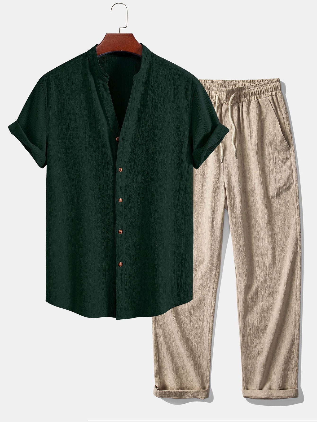 Nicolás | Conjunto Casual de Lino Hombre Camisa Manga Corta