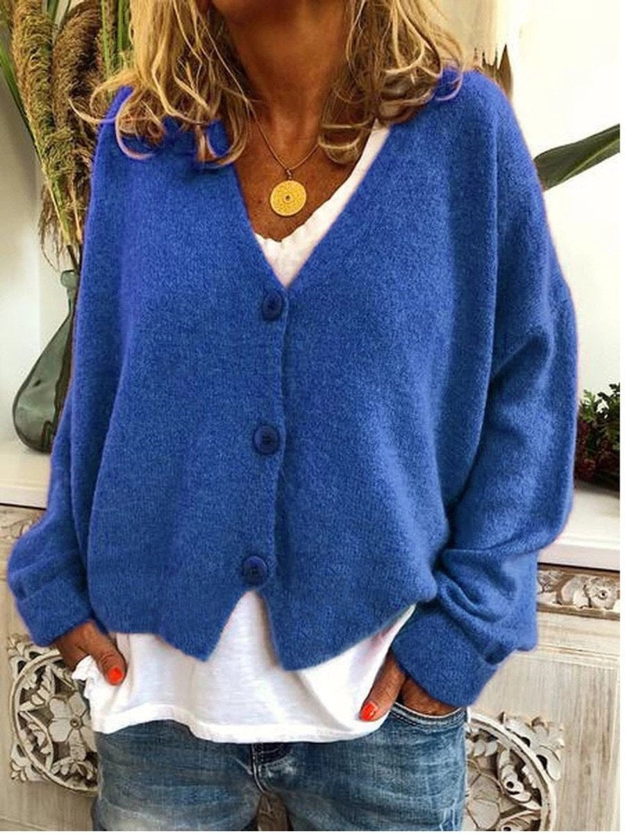 Noelia | Cárdigan de Punto Oversize Mujer Escote en V Botones