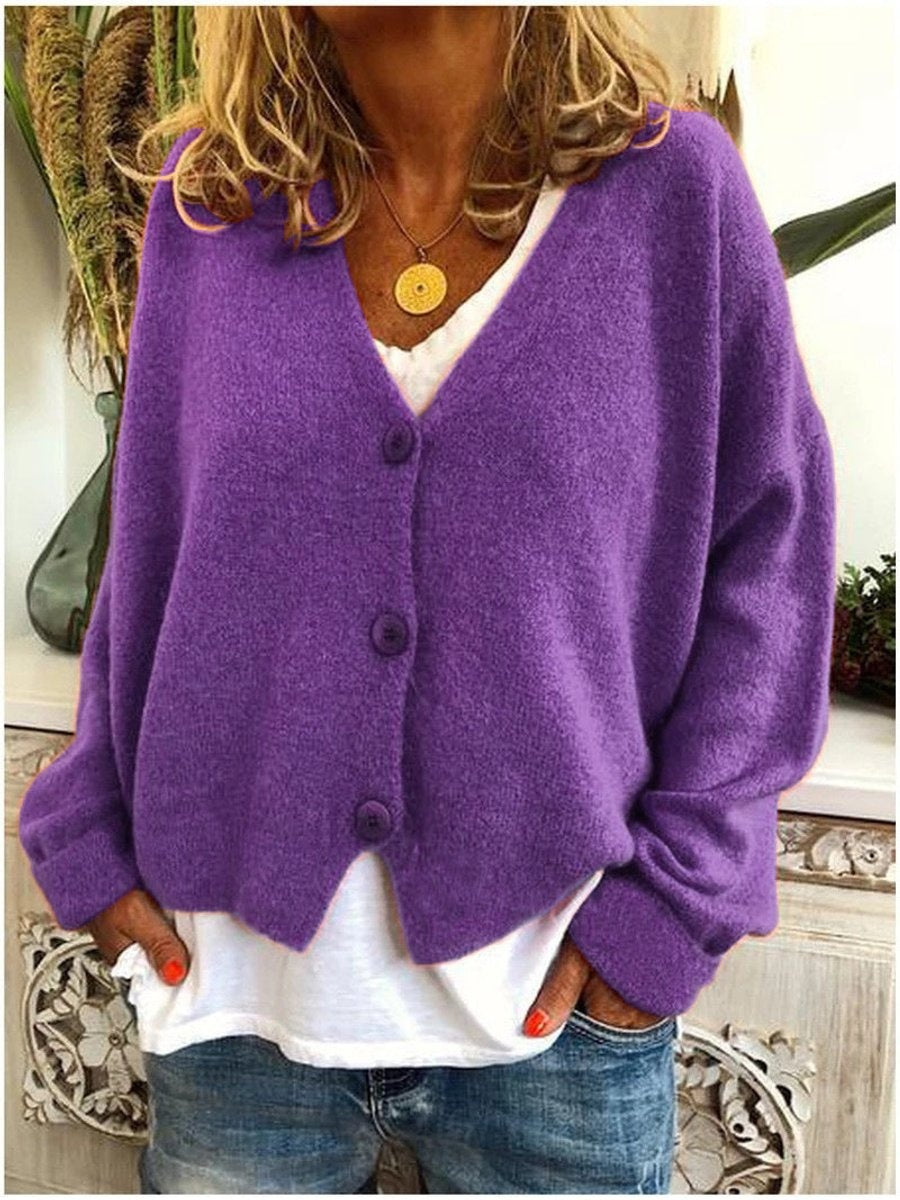 Noelia | Cárdigan de Punto Oversize Mujer Escote en V Botones
