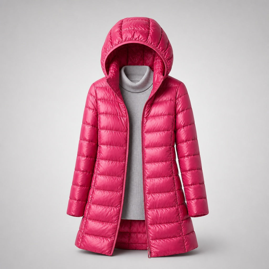 Noelia | Chaqueta de Plumas Larga Mujer con Capucha Acolchada