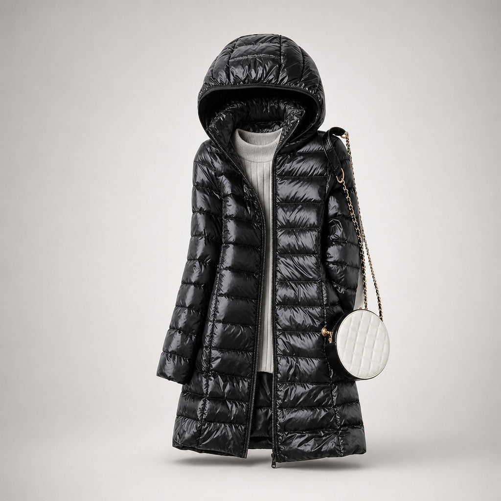 Noelia | Chaqueta de Plumas Larga Mujer con Capucha Acolchada