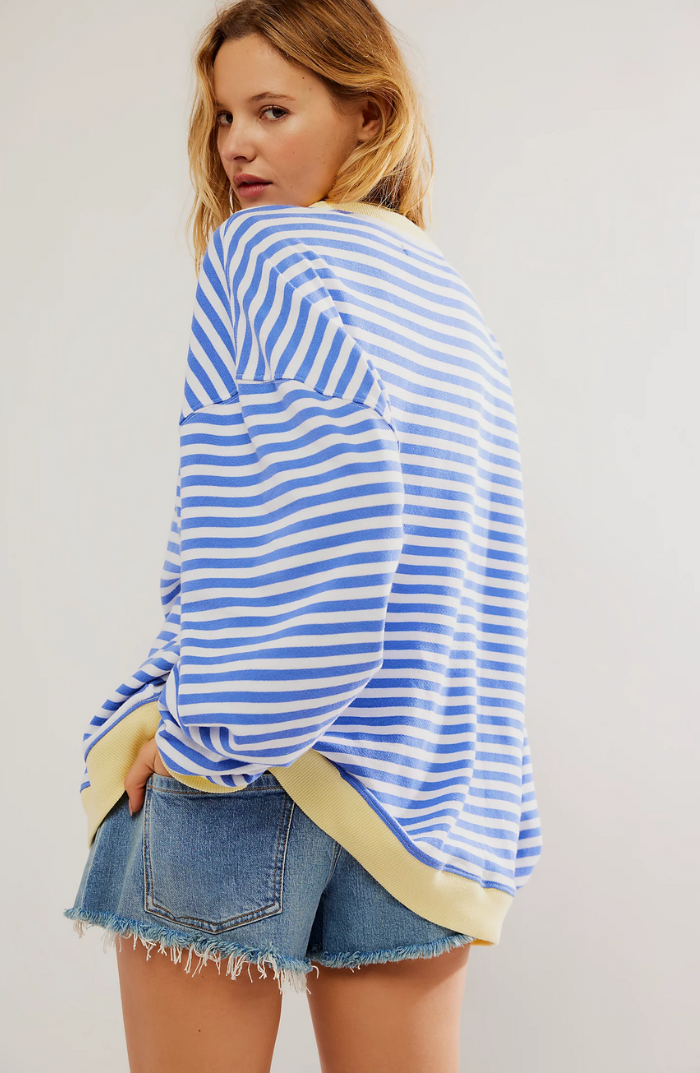 Noelia | Sudadera a Rayas Oversize Mujer Cuello Redondo Manga Larga