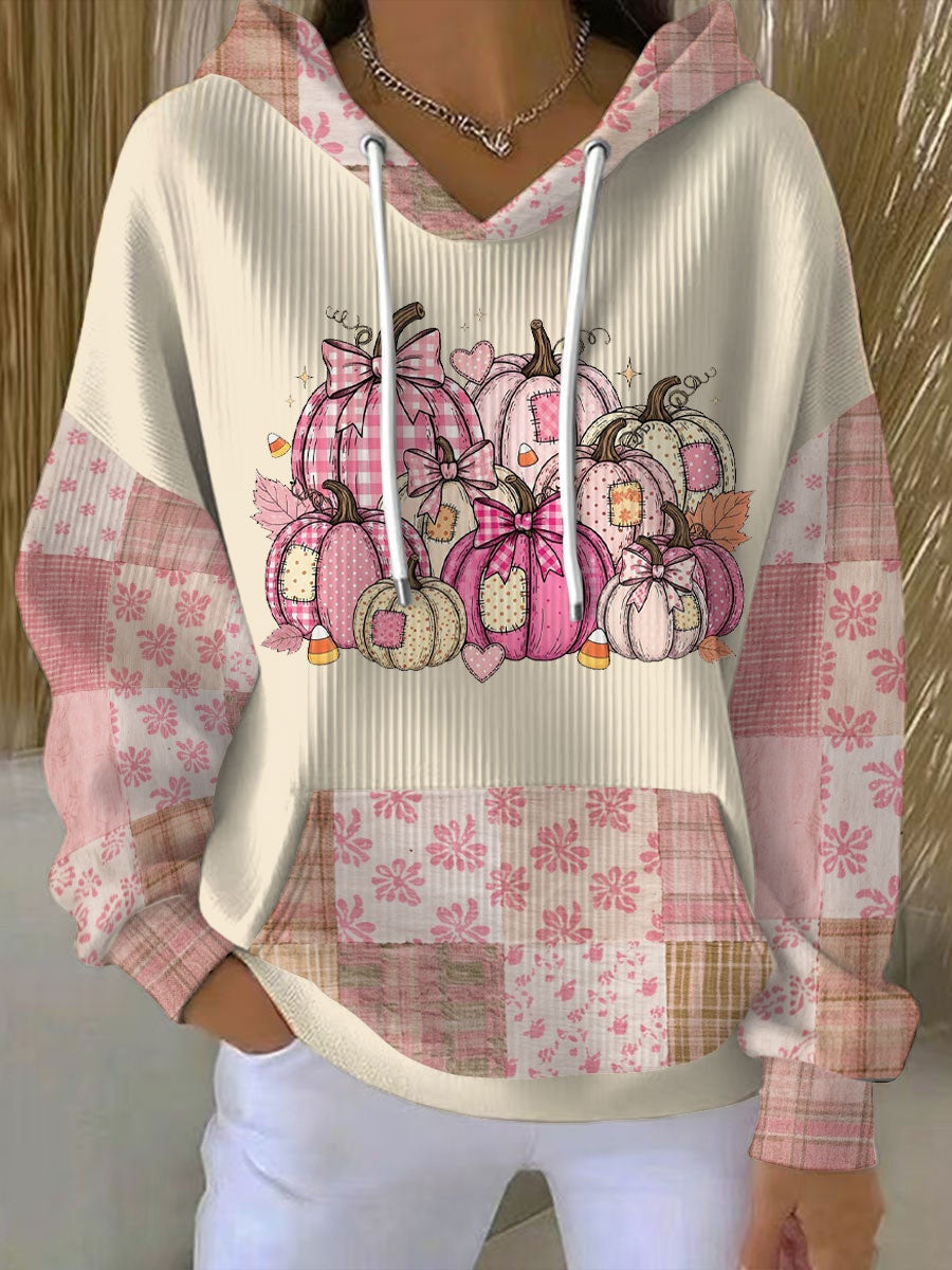 Noelia | Sudadera con Capucha Estampada Mujer Calabazas Patchwork