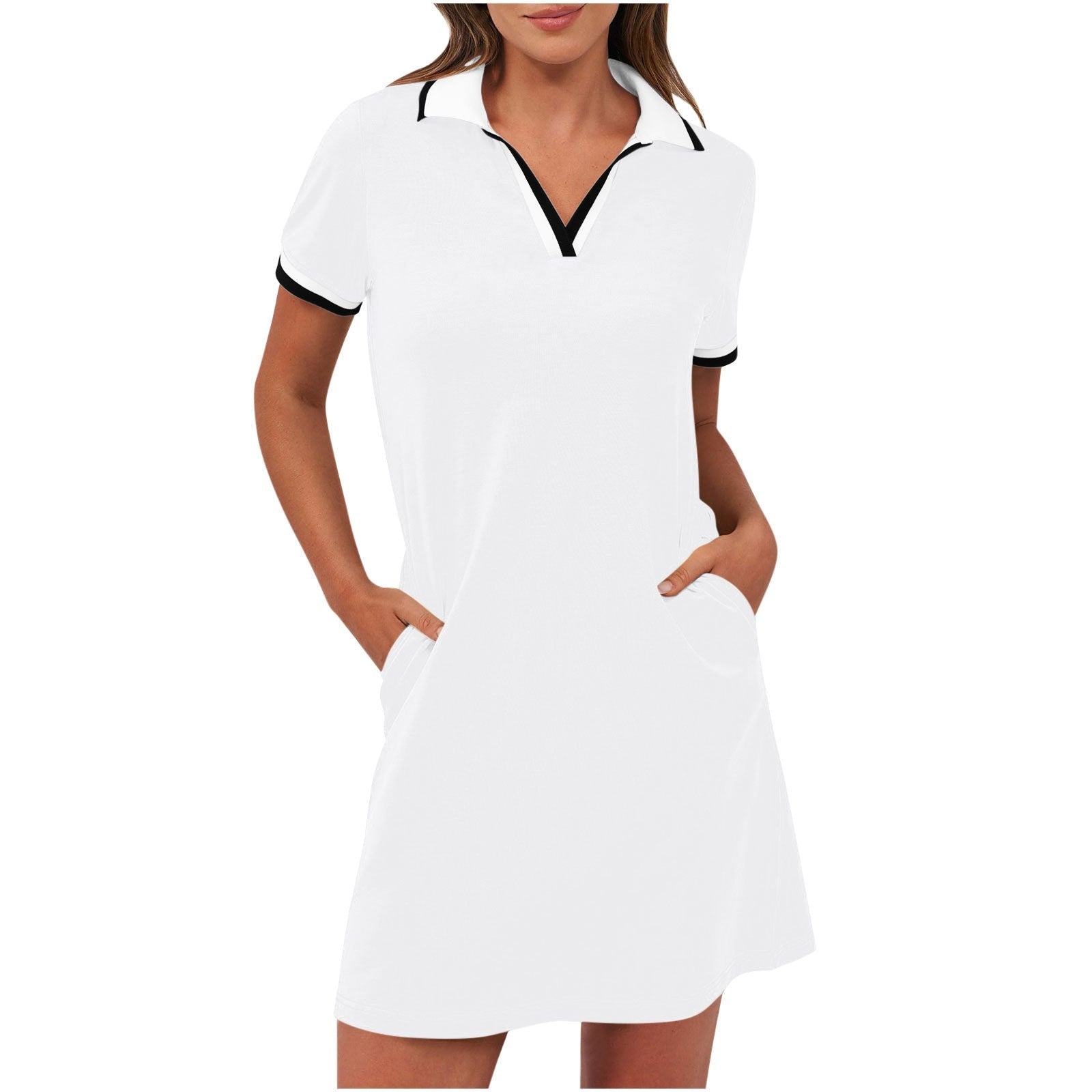 Noelia | Vestido Corto Deportivo Polo Mujer Manga Corta Bolsillos