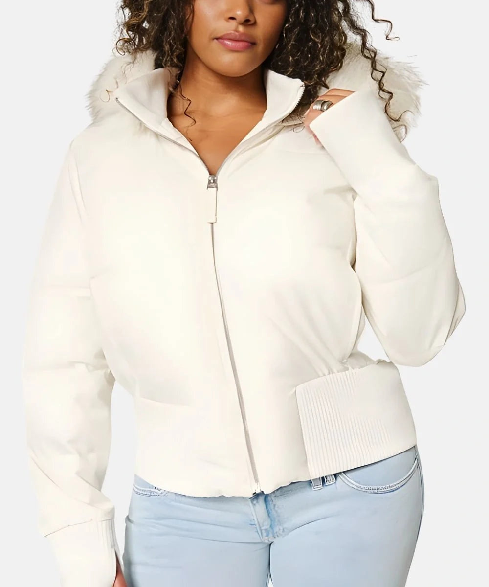 Nuria | Chaqueta de Plumas Mujer con Capucha Piel Sintética