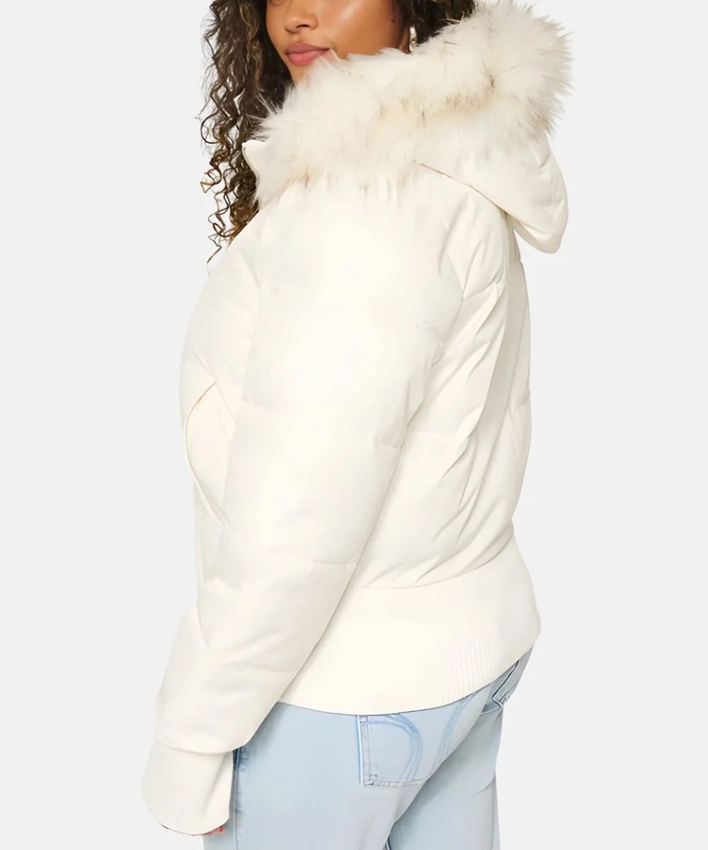 Nuria | Chaqueta de Plumas Mujer con Capucha Piel Sintética