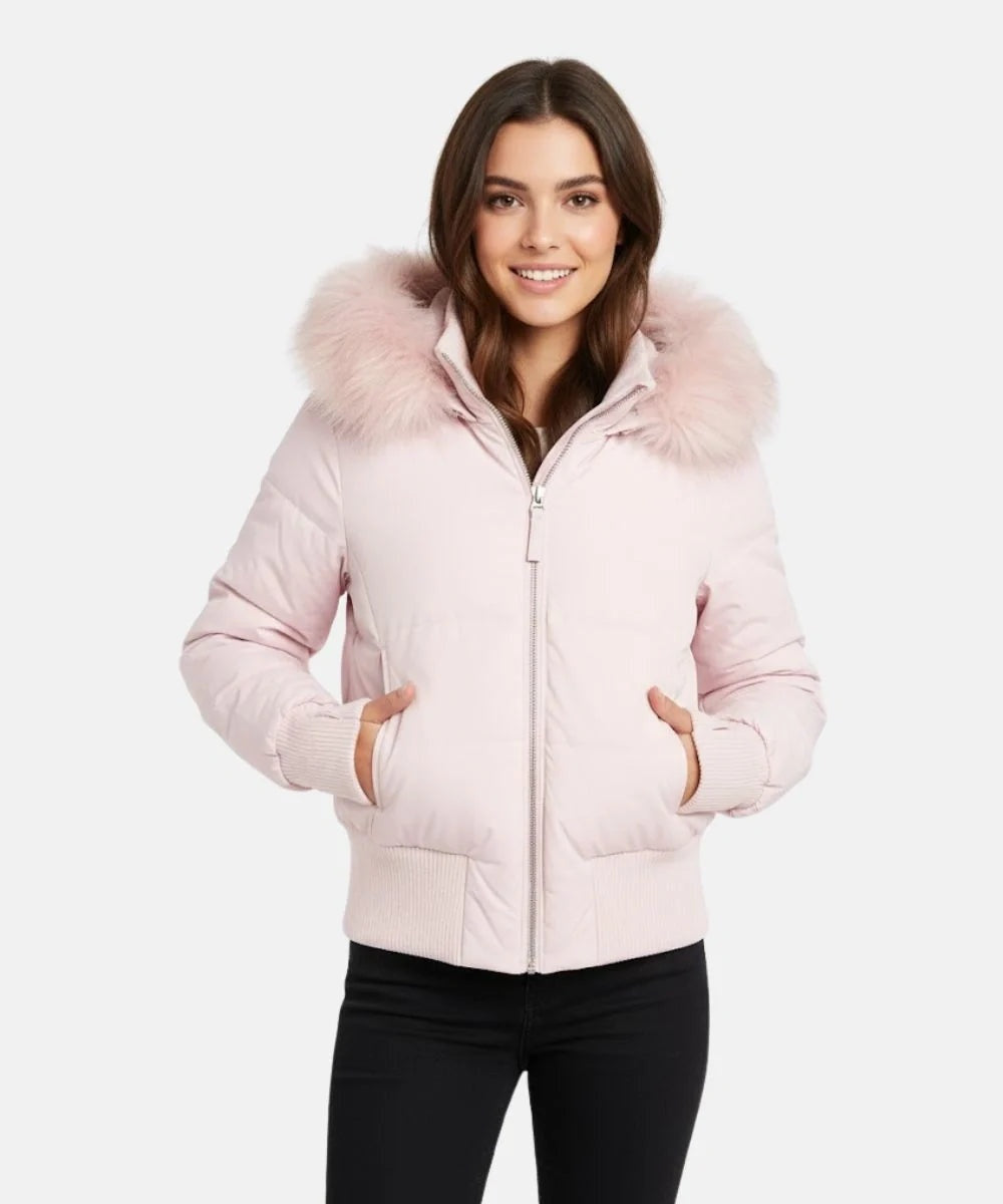 Nuria | Chaqueta de Plumas Mujer con Capucha Piel Sintética