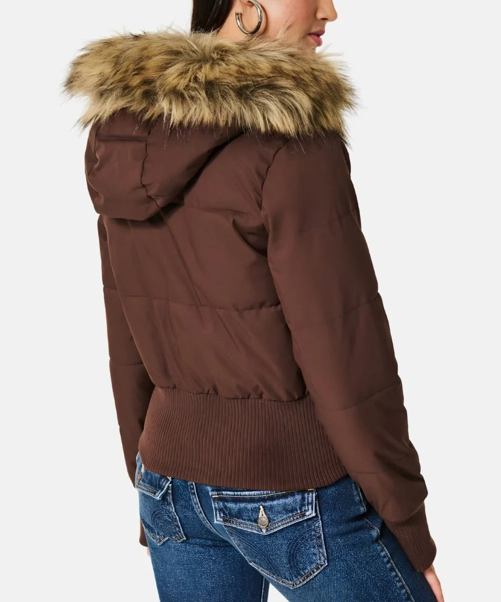 Nuria | Chaqueta de Plumas Mujer con Capucha Piel Sintética