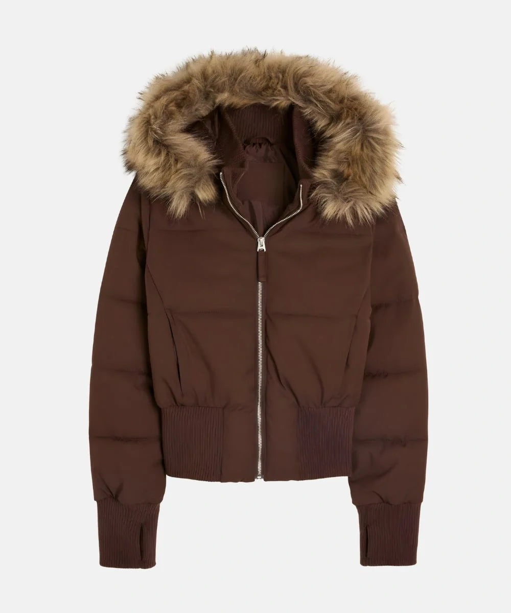 Nuria | Chaqueta de Plumas Mujer con Capucha Piel Sintética