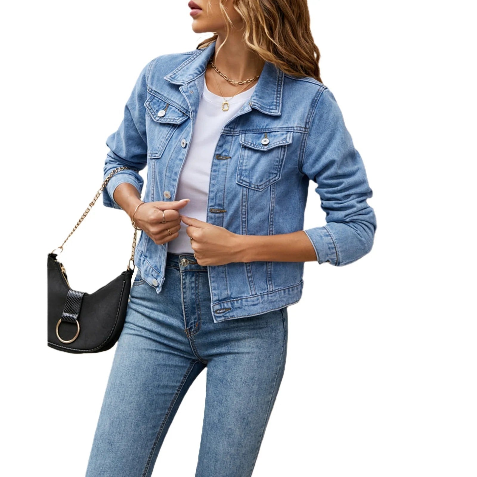 Nuria | Chaqueta Vaquera Mujer Corta Bolsillos