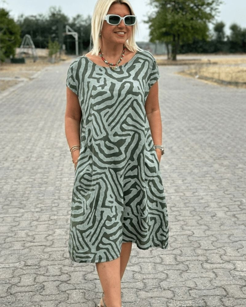 Nuria | Vestido Casual Estampado Mujer Manga Corta Bolsillos