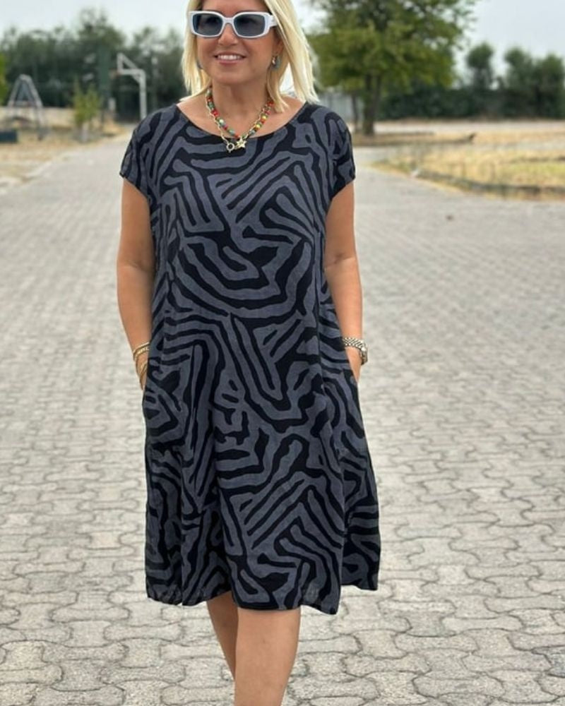 Nuria | Vestido Casual Estampado Mujer Manga Corta Bolsillos