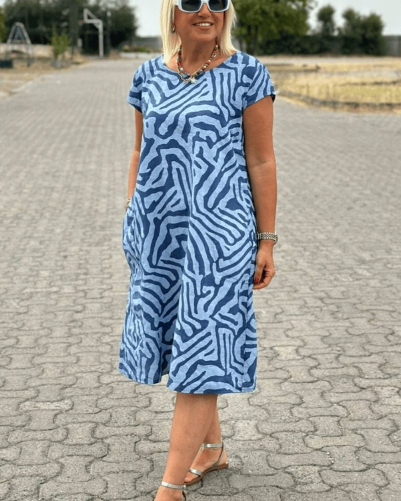 Nuria | Vestido Casual Estampado Mujer Manga Corta Bolsillos