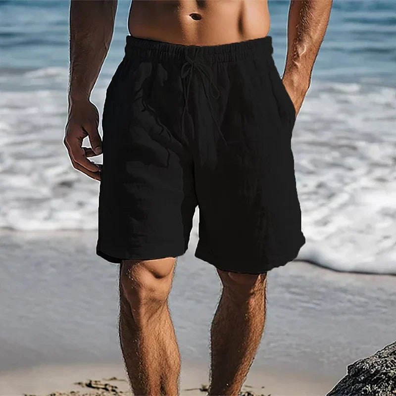 Pablo | Pantalón Corto de Lino Hombre Cintura Elástica Cordón