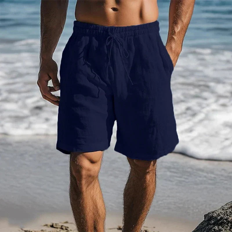 Pablo | Pantalón Corto de Lino Hombre Cintura Elástica Cordón