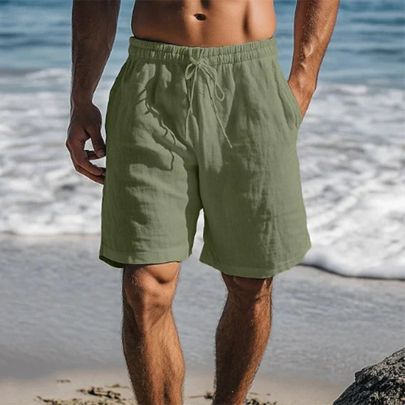 Pablo | Pantalón Corto de Lino Hombre Cintura Elástica Cordón