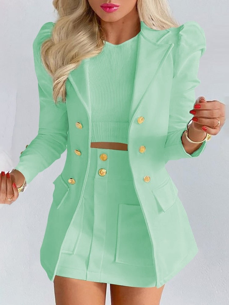 Paloma | Conjunto Blazer Estampado Floral Mujer Falda Mini Botones
