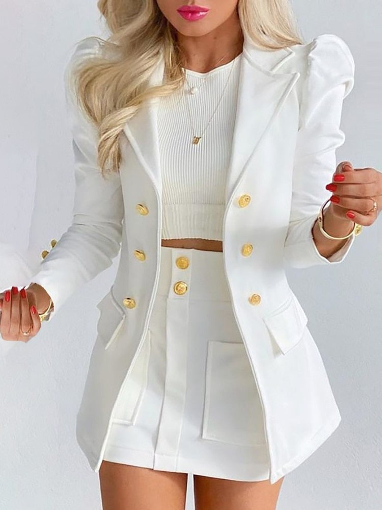 Paloma | Conjunto Blazer Estampado Floral Mujer Falda Mini Botones