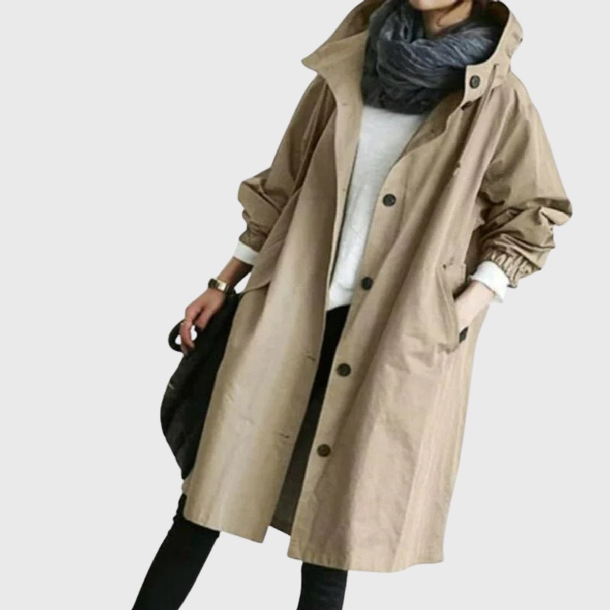 Paloma | Parka Impermeable Larga Mujer con Capucha Corte Amplio