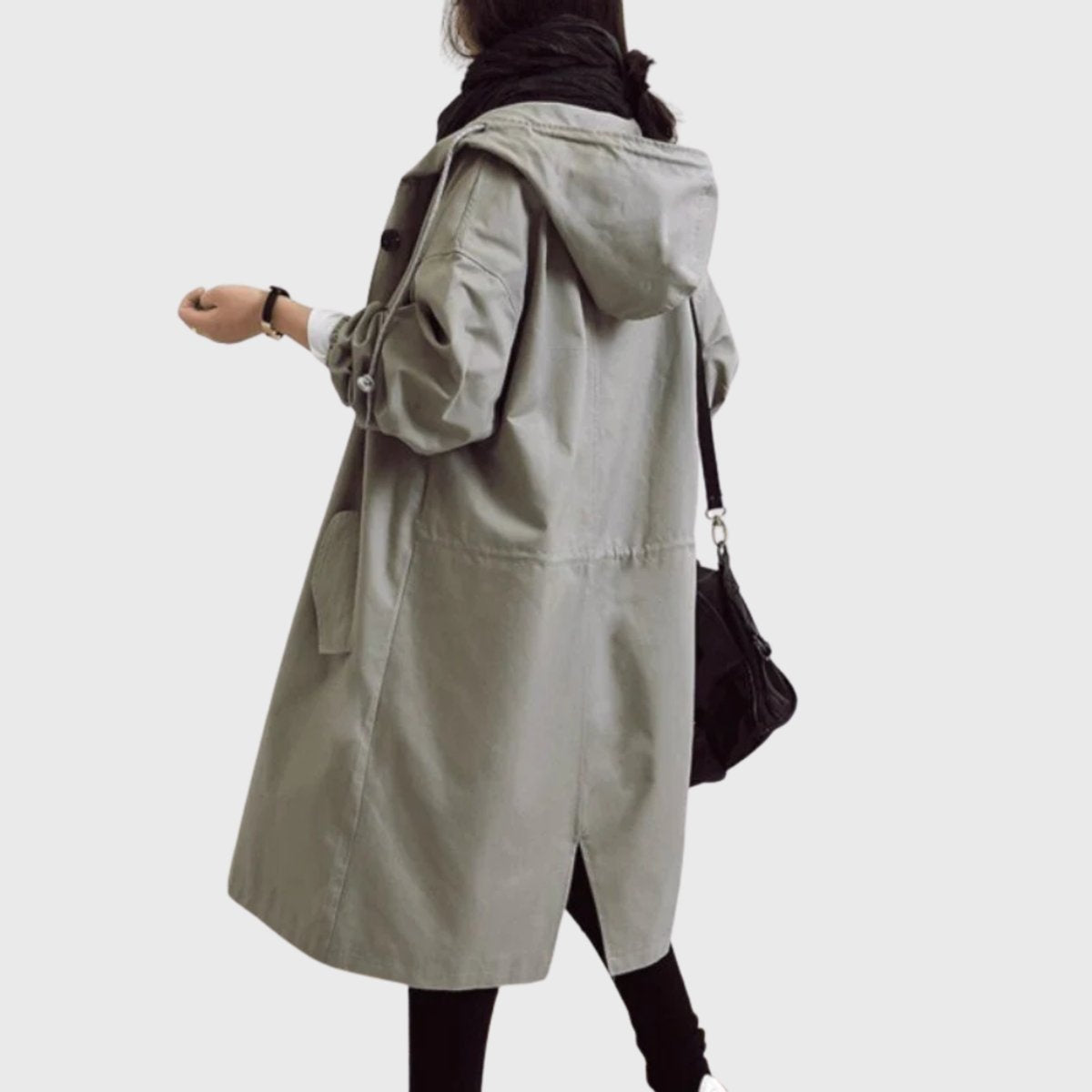 Paloma | Parka Impermeable Larga Mujer con Capucha Corte Amplio