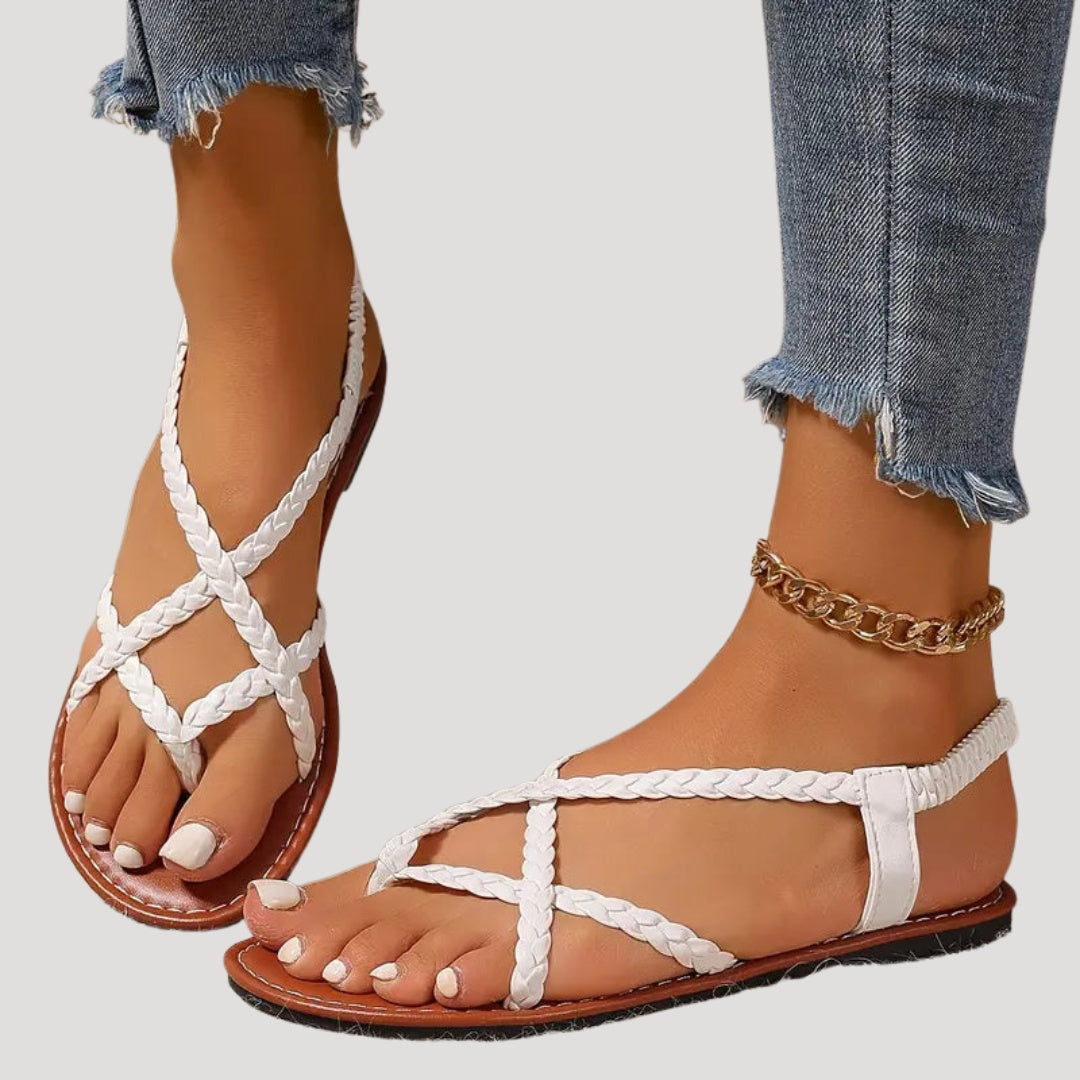 Paloma | Sandalias Planas Trenzadas Romanas Mujer