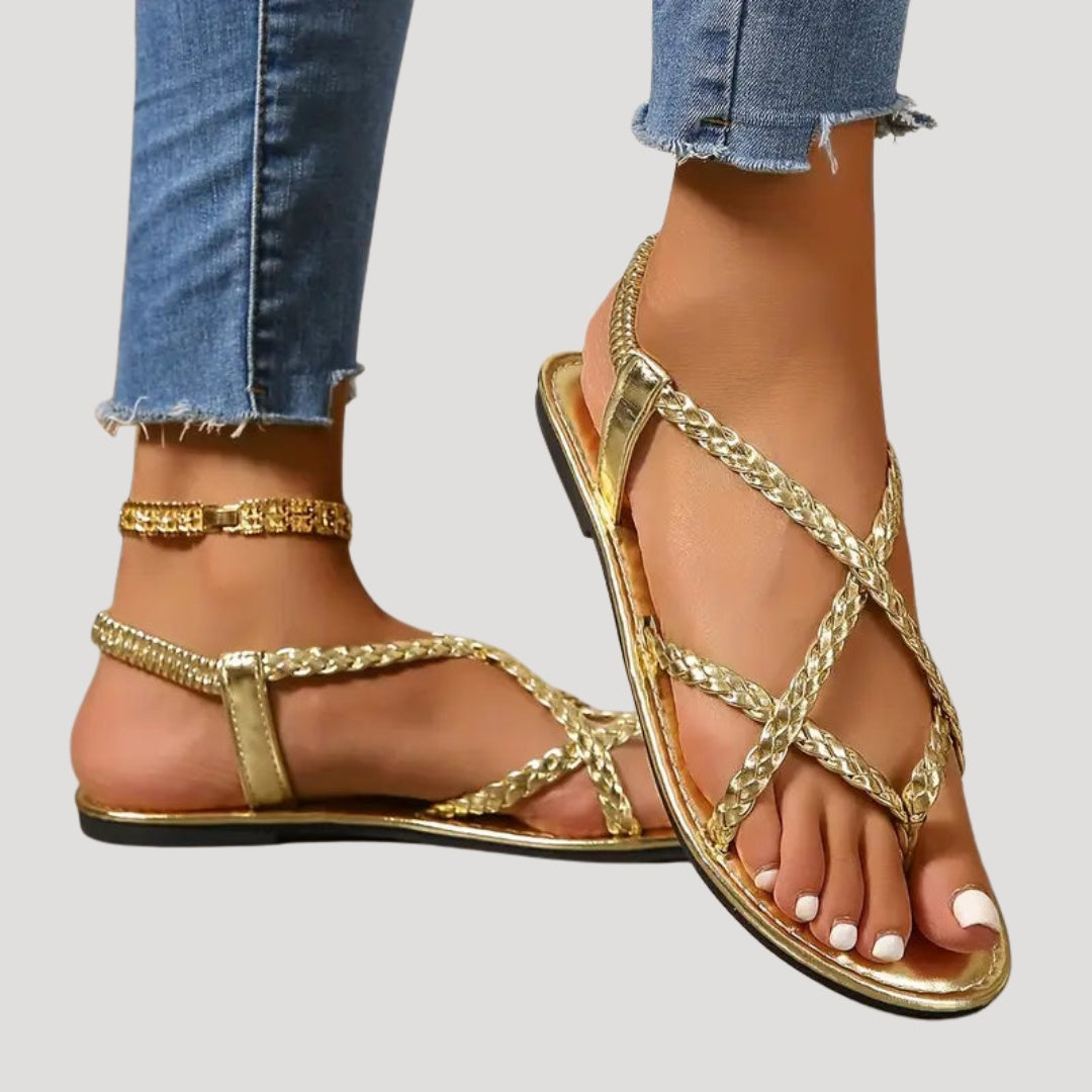 Paloma | Sandalias Planas Trenzadas Romanas Mujer