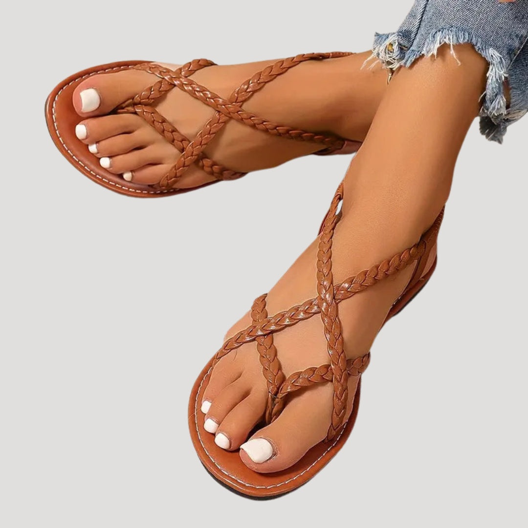 Paloma | Sandalias Planas Trenzadas Romanas Mujer